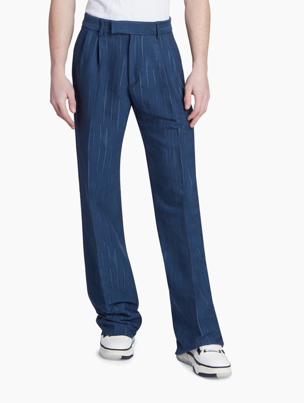 New With Tags Amiri Pleated Abstract Striped Blue Wool Pants 50EU/34US $1290.00